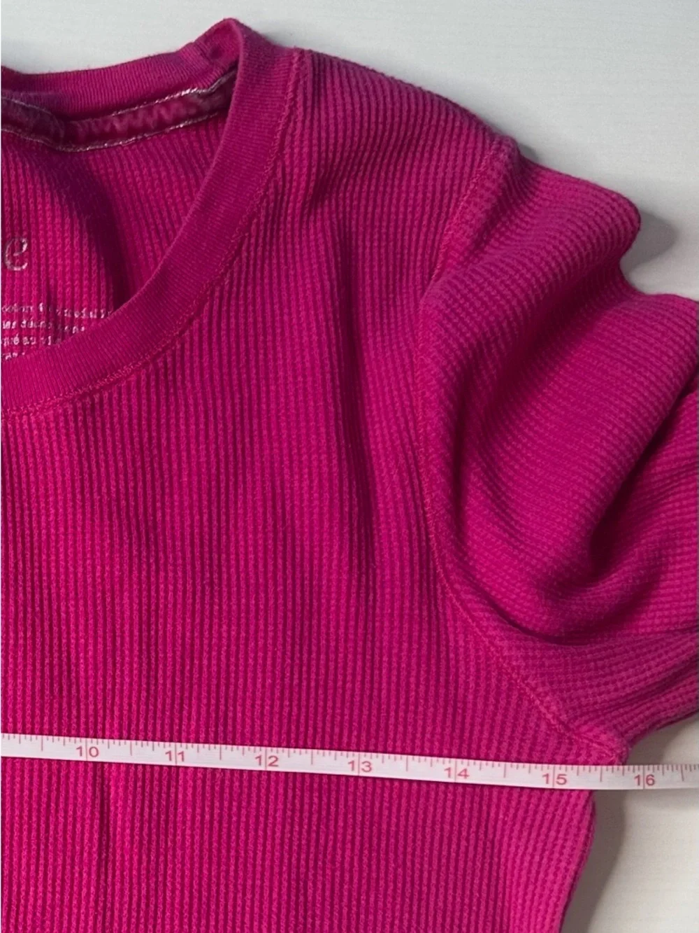 aerie Bright Pink Long-Sleeve Waffle-Knit Crewneck Top